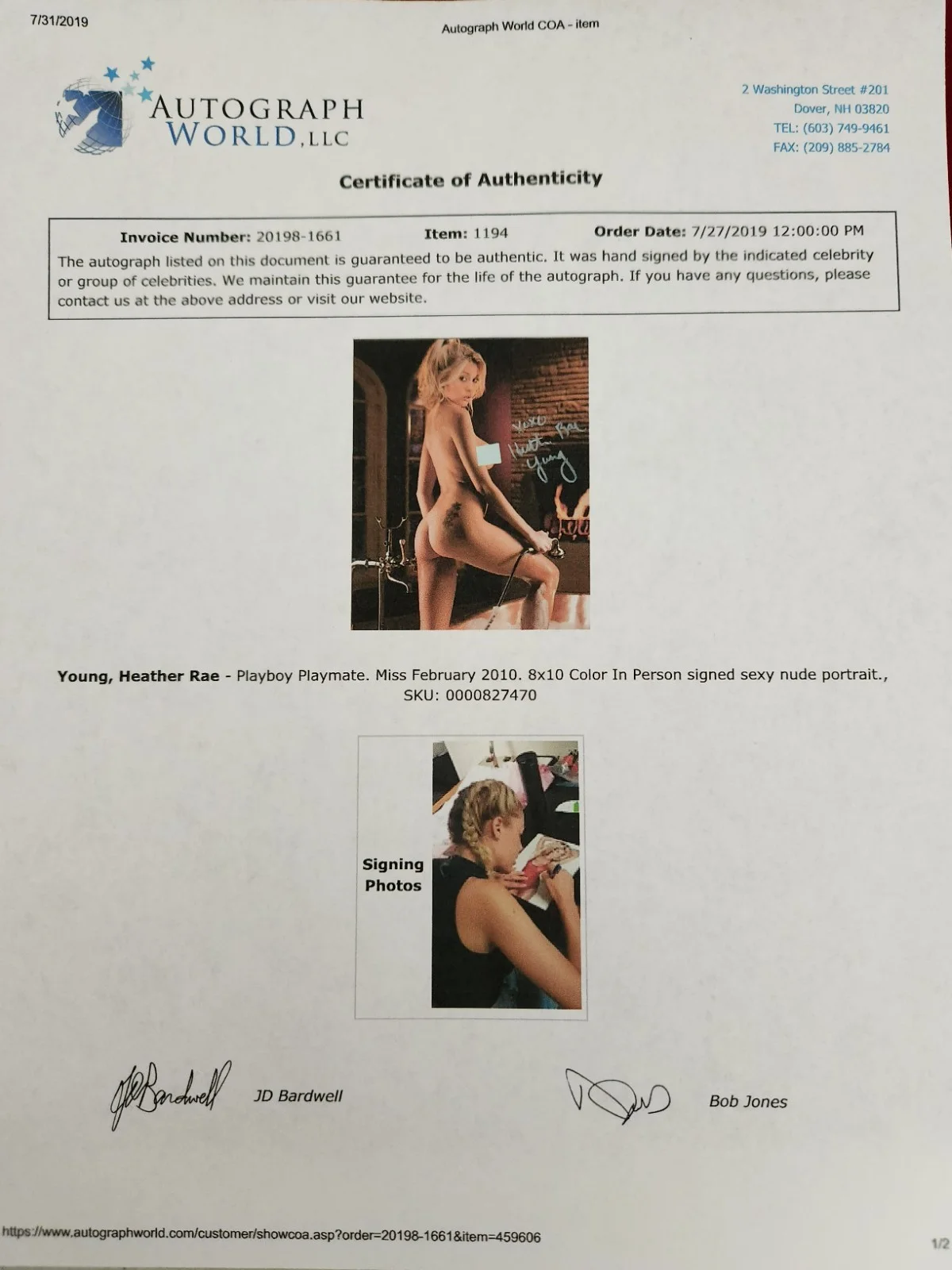Heather Rae Young Signed Autographed 8x10" Photograph AW COA Playboy Model Sexy, image 4
