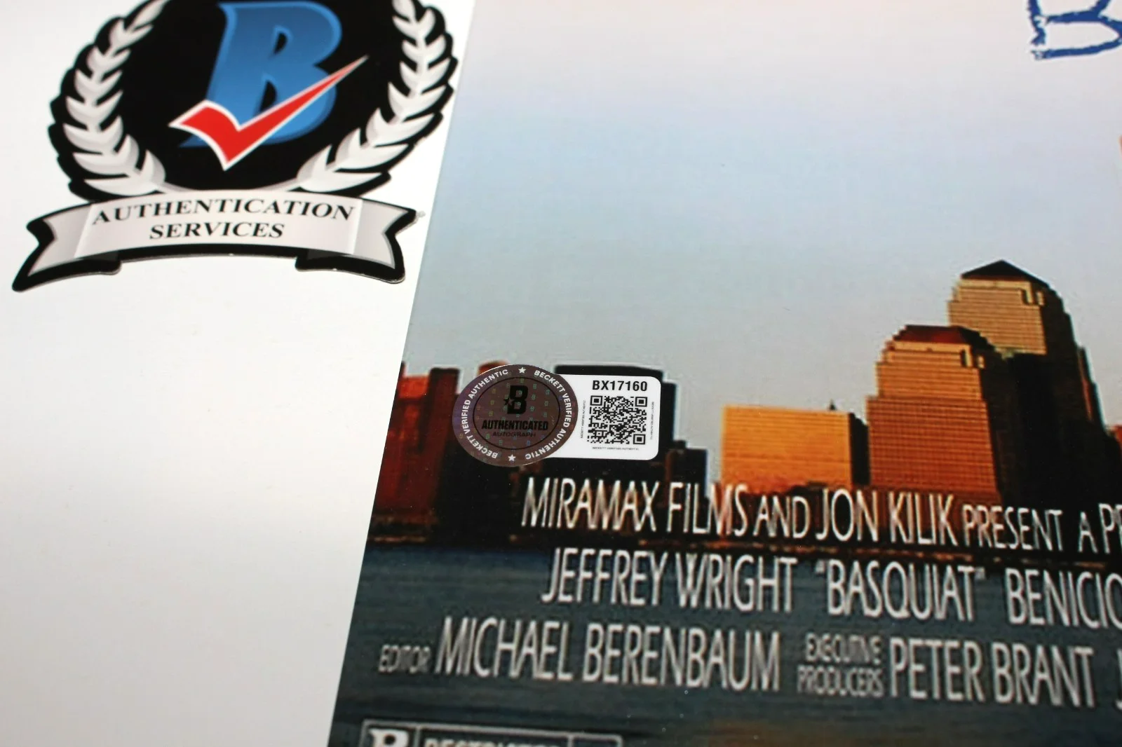 JULIAN SCHNABEL SIGNED 'BASQUIAT' 12x18 MOVIE POSTER 1 DIRECTOR BECKETT COA, изображение 2