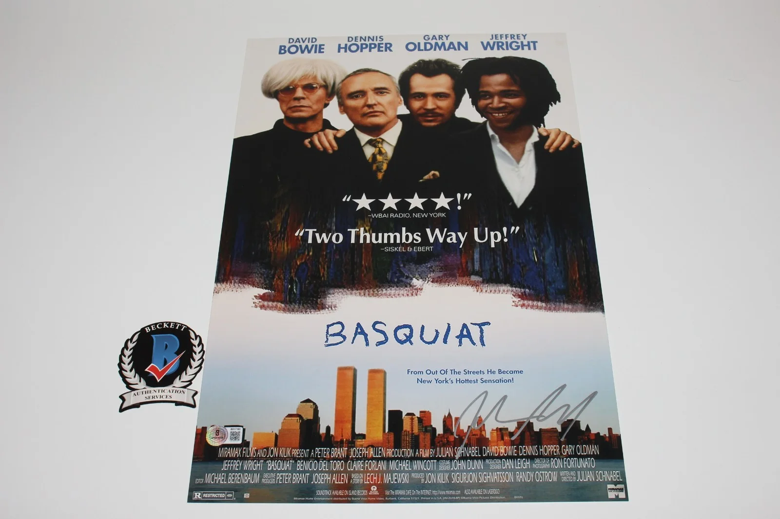 JULIAN SCHNABEL SIGNED 'BASQUIAT' 12x18 MOVIE POSTER 1 DIRECTOR BECKETT COA, изображение 3