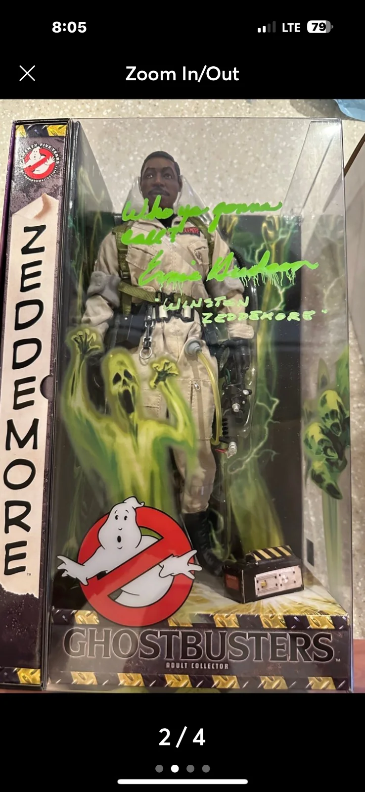 MATTEL 12” GHOSTBUSTERS WINSTON ERNIE HUDSON SIGNED FIGURE, image 2
