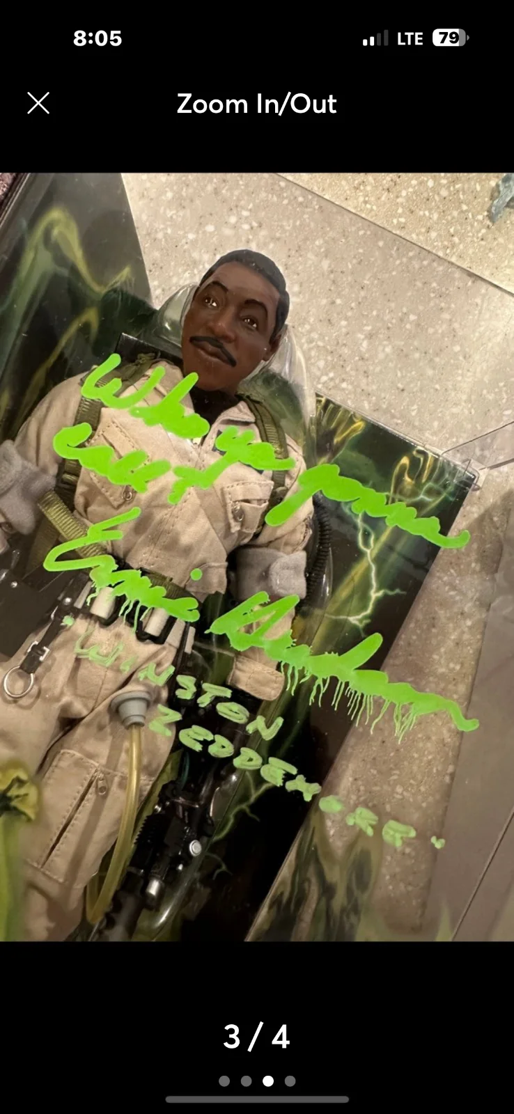 MATTEL 12” GHOSTBUSTERS WINSTON ERNIE HUDSON SIGNED FIGURE, image 3