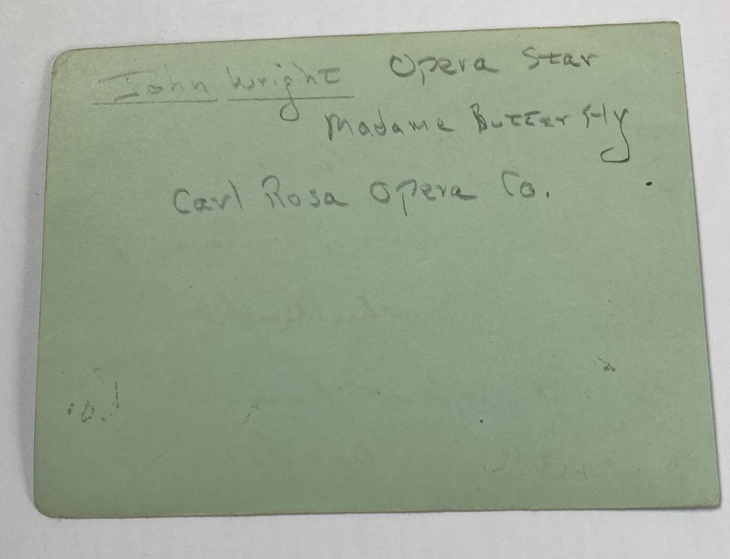 Carl Rosa Opera Co Star John Wright 1931 Signature, Autograph, image 2