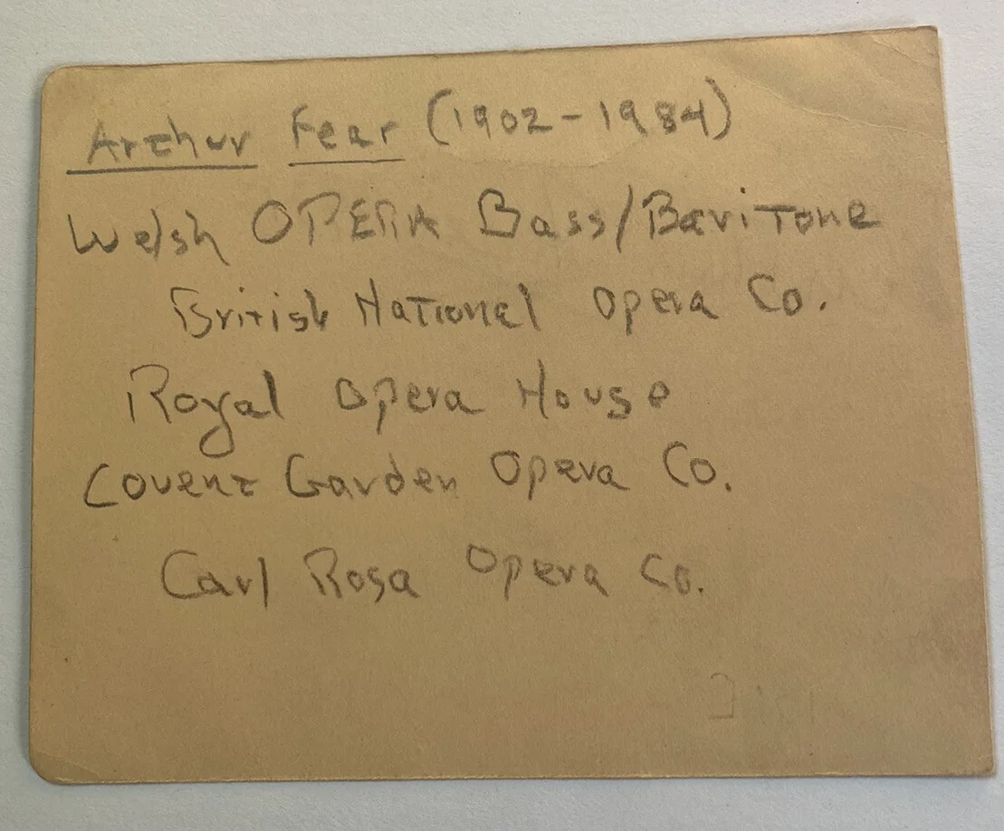 1931 Arthur Fear Signature, Autograph, Opera Singer Royal Opera House Carl Rosa, изображение 2