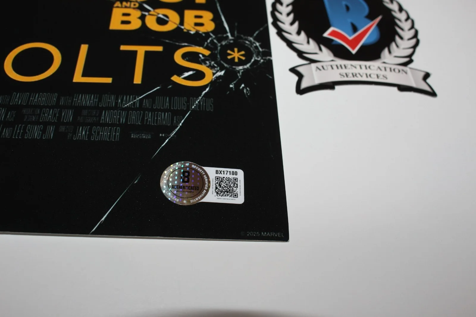 Lewis Pullman — LEWIS PULLMAN SENTRY SIGNED THUNDERBOLTS 12x18 MOVIE POSTER AVENGERS BECKETT, image 2