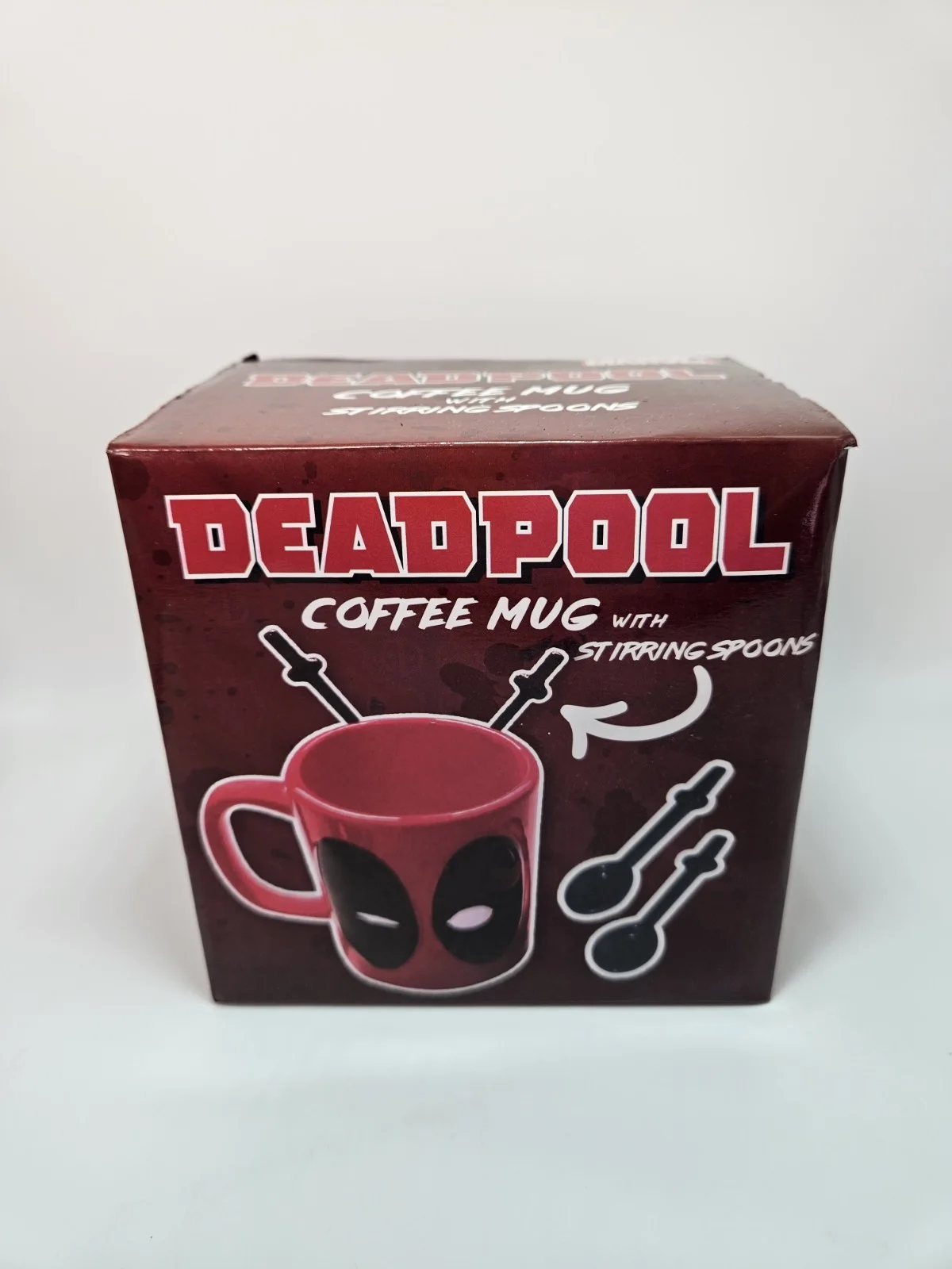 Official Marvel Licensed Deadpool Ceramic Coffee Mug with Spoons, image 2