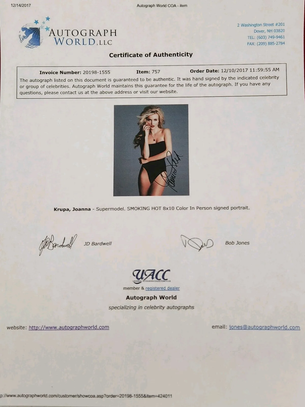 Joanna Krupa Signed Autographed 8x10" Photograph AW COA Model Sexy Portrait, изображение 4