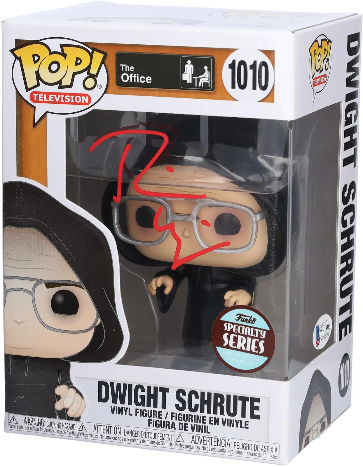Rainn Wilson — Rainn Wilson The Office Signed Dwight Schrute #1010 Funko Pop in Red Paint - BAS