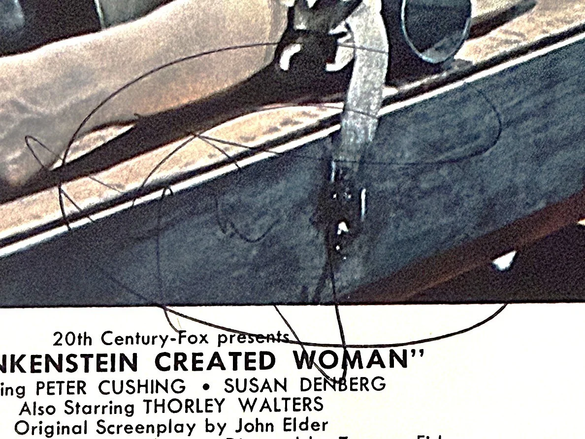 Peter Cushing — PETER CUSHING signed FRANKENSTEIN CREATED WOMAN autographed 10"x 8" LOBBY CARD, image 2