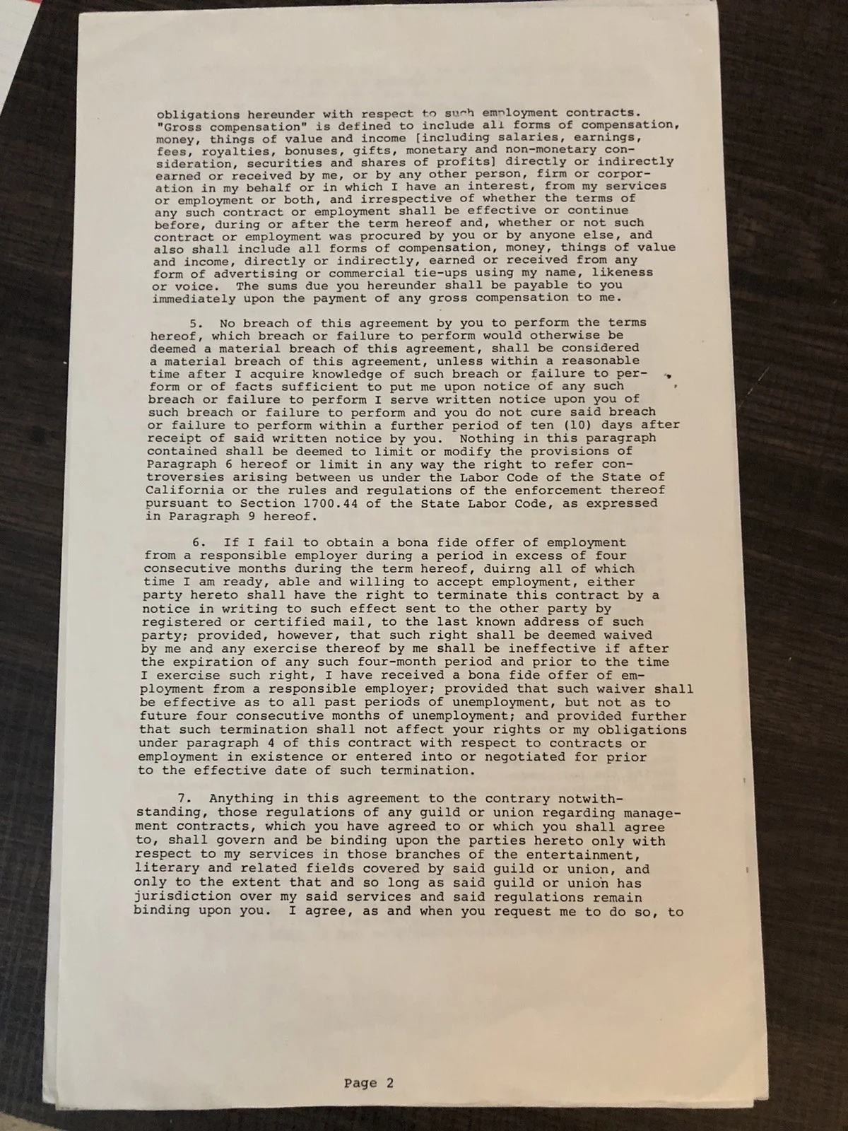 Tom Cruise Signed 3 Page 1983 Acting Contract(PSA), image 2