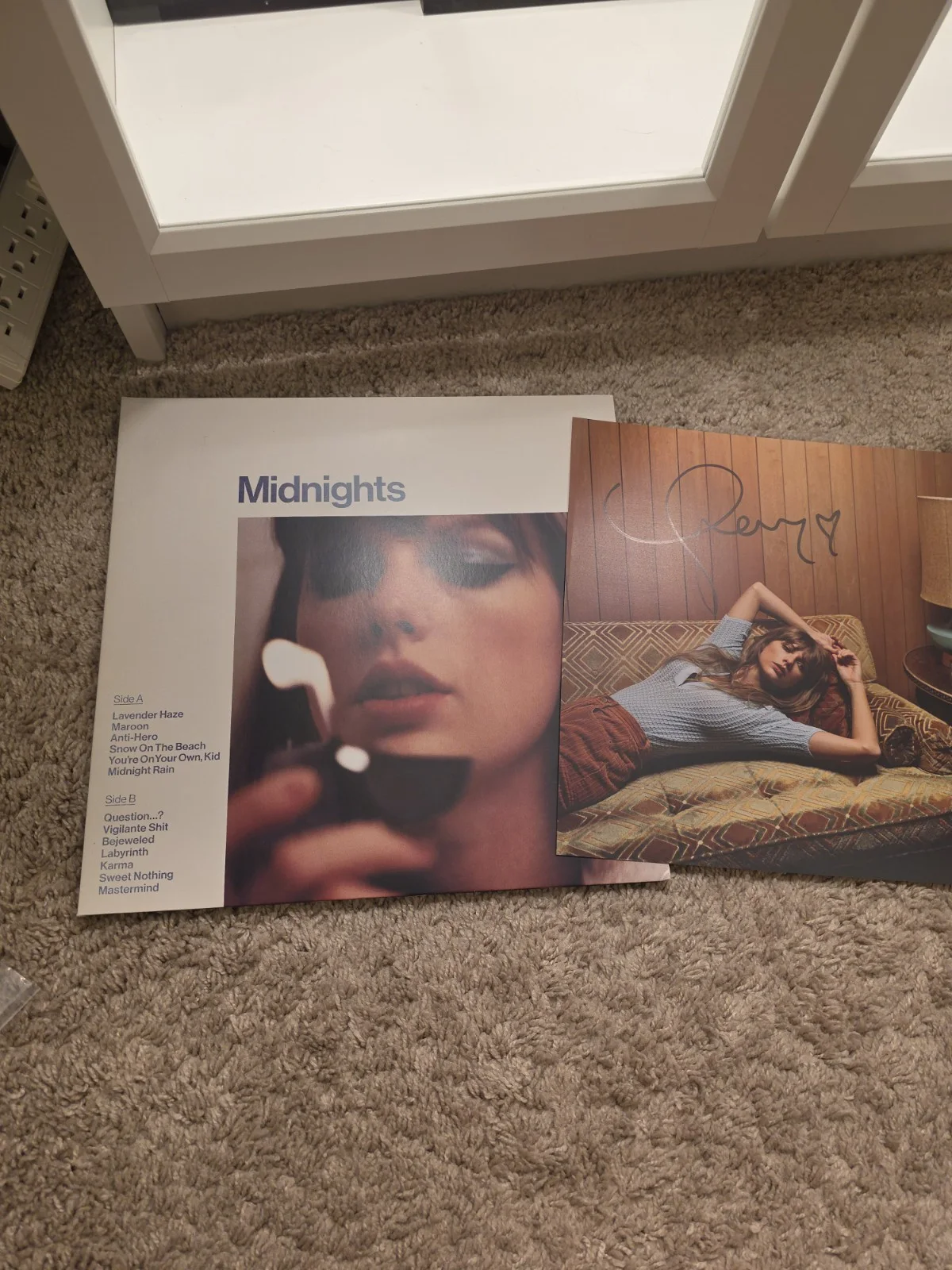 Taylor Swift Signed Midnights Blue Moonstone Vinyl Double Heart, image 3