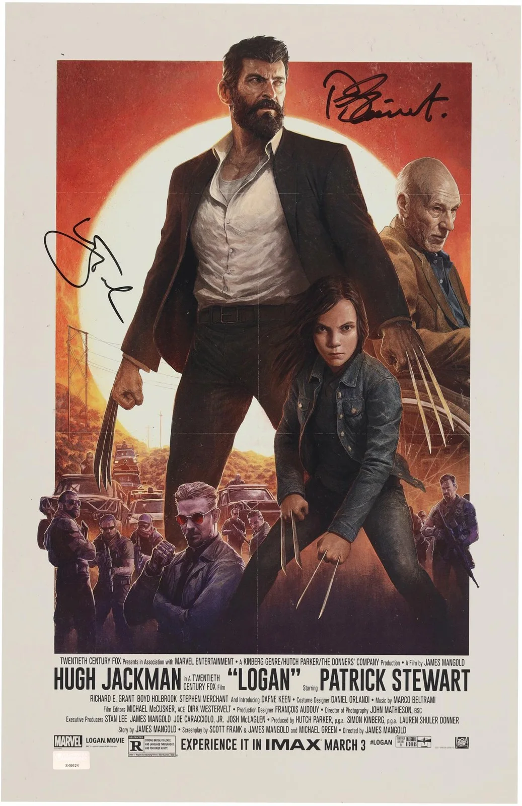 Hugh Jackman — Hugh Jackman & Patrick Stewart Logan Autographed 11" x 17" Movie Poster