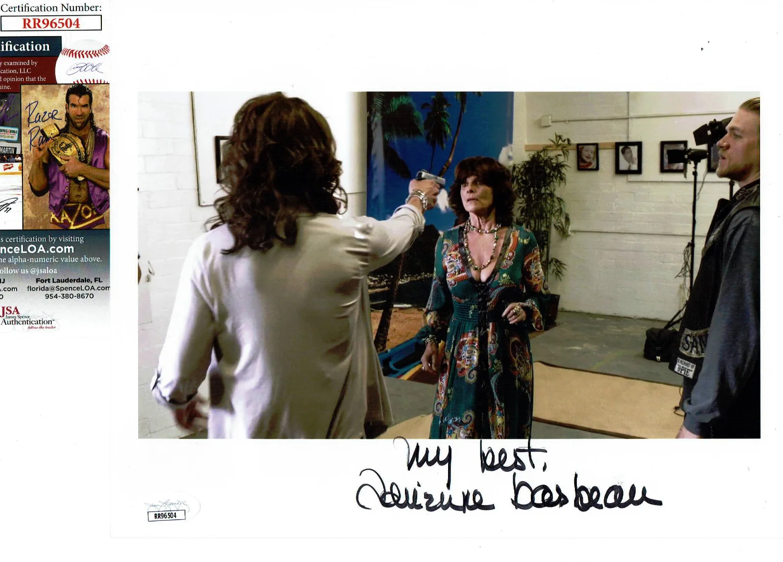Adrienne Barbeau — Adrienne Barbeau autographed 8x10 color photo getting gun pointed JSA Certified