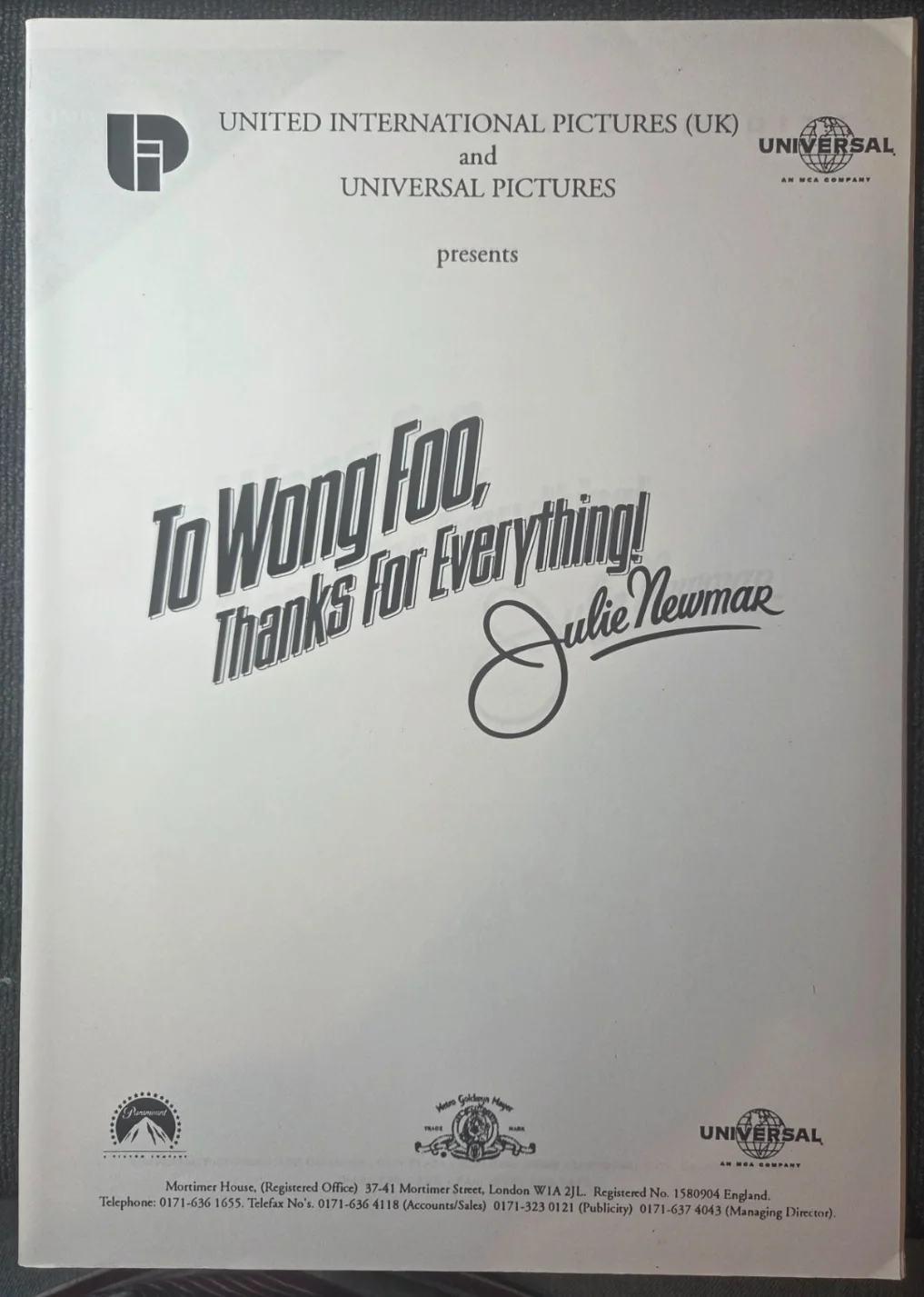 To Wong Foo, Synopsis Cover, Production Notes & 4 Press Photo's . Lot5, image 5