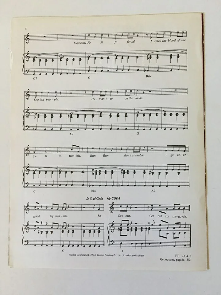 CHRIS SPEDDING Guitar Legend AUTOGRAPH SIGNED Get Outta My Pagoda SHEET MUSIC, изображение 3