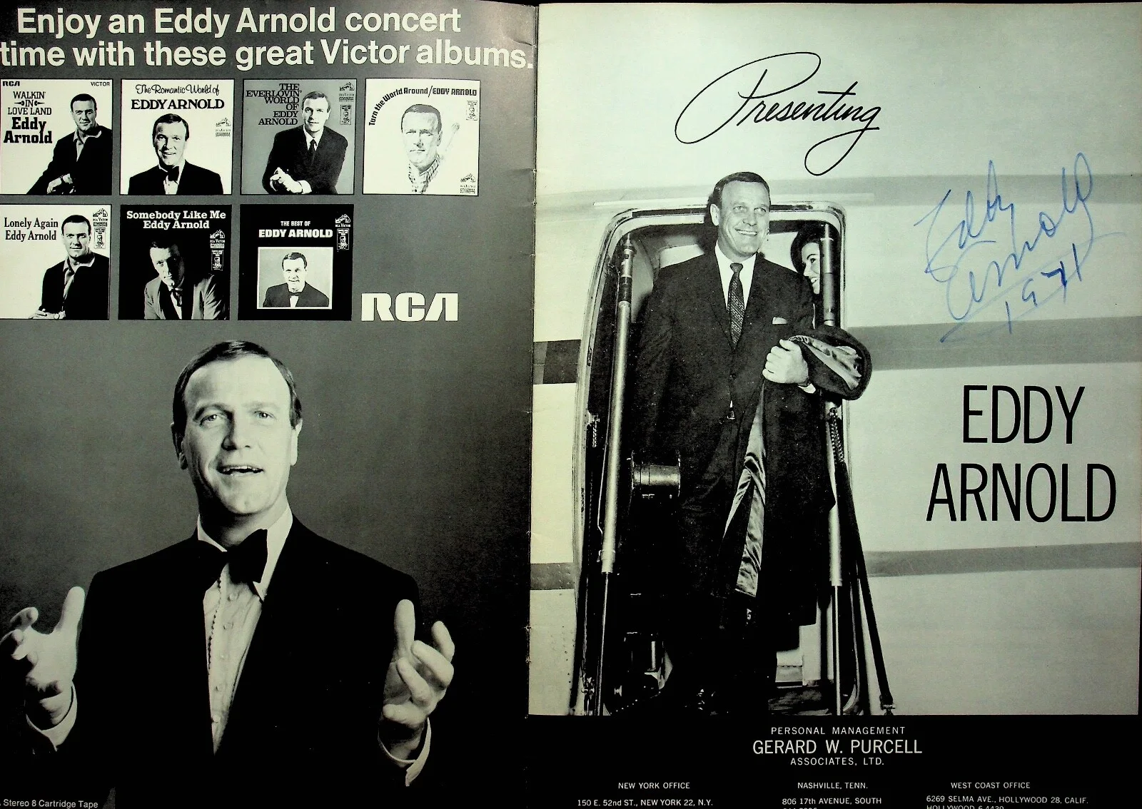 1971 SIGNED "PRESENTING EDDY ARNOLD" BOOKLET - E14-C, image 3