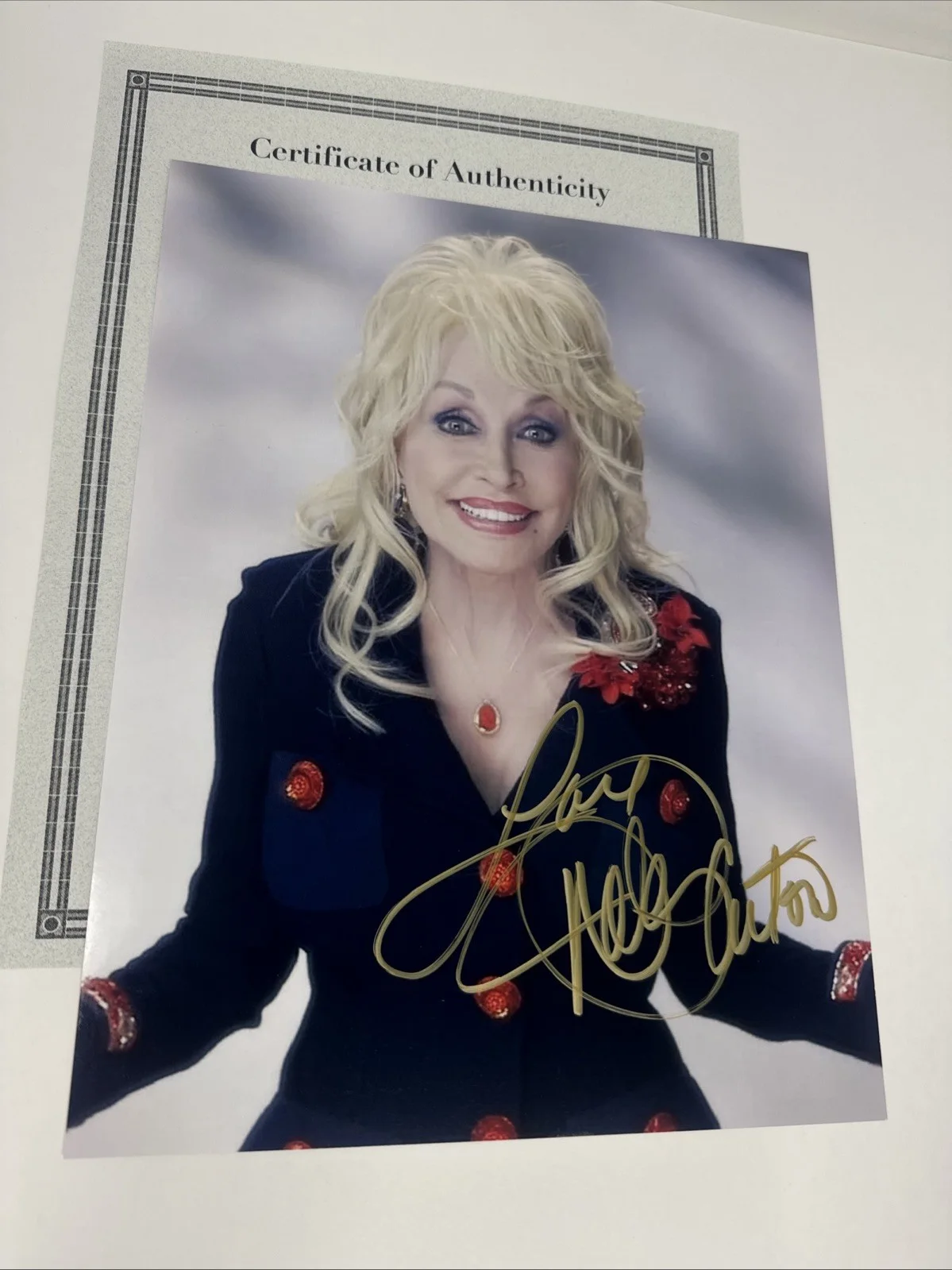 DOLLY PARTON Autographed 8.5 x 11 Hand Signed Photo COA Gold Pen smile headshot, изображение 4