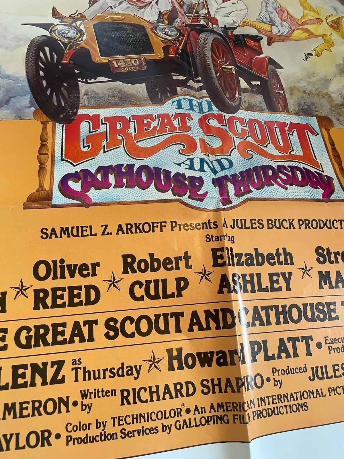 THE GREAT SCOUT AND CATHOUSE THURSDAY FOLDED US ONE SHEET POSTER OLIVER REED '76, изображение 3