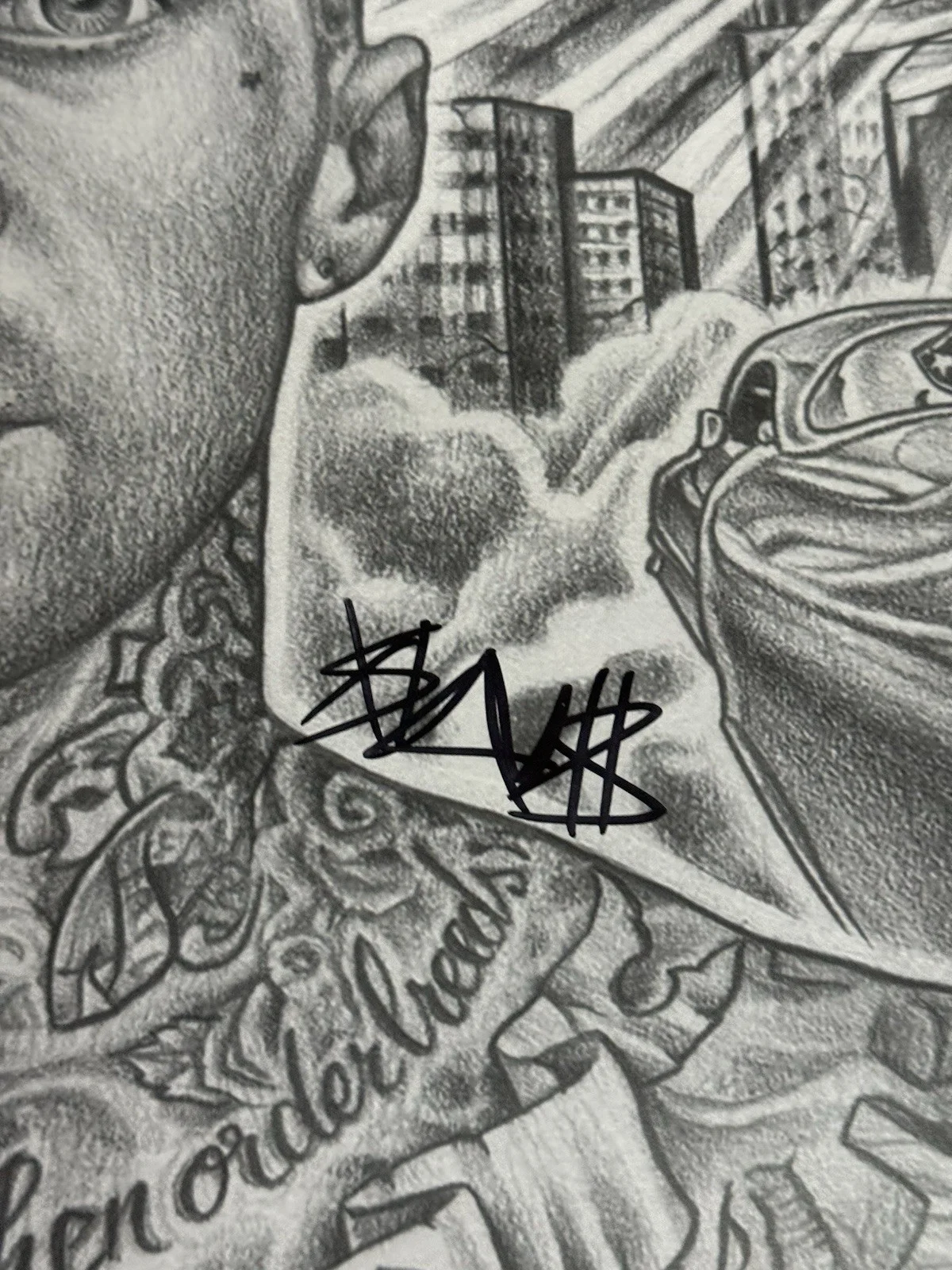 Travis Barker Yelawolf Signed Psycho White 18x18 Poster Plus 24x18 Poster, изображение 2