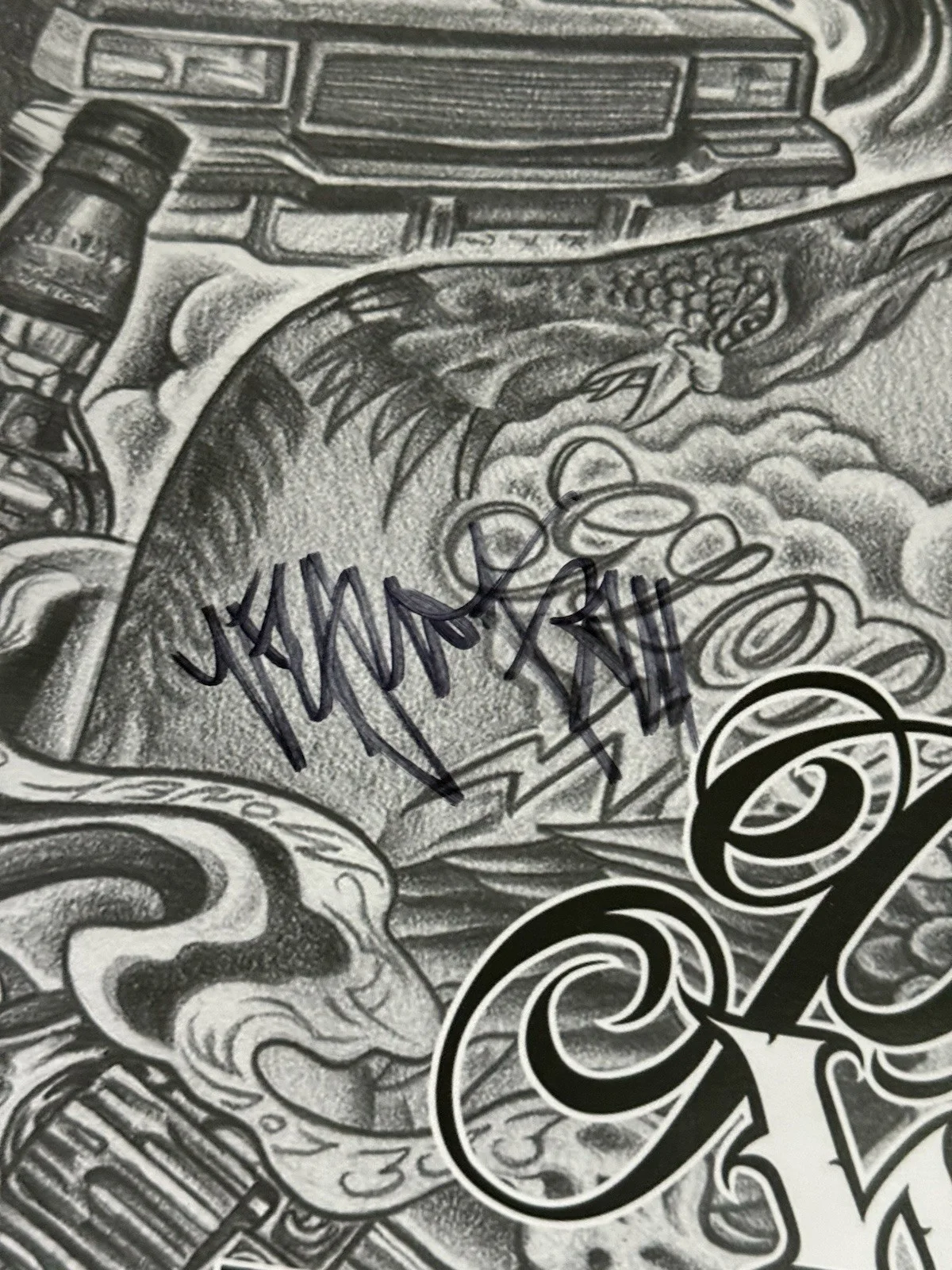 Travis Barker Yelawolf Signed Psycho White 18x18 Poster Plus 24x18 Poster, изображение 3