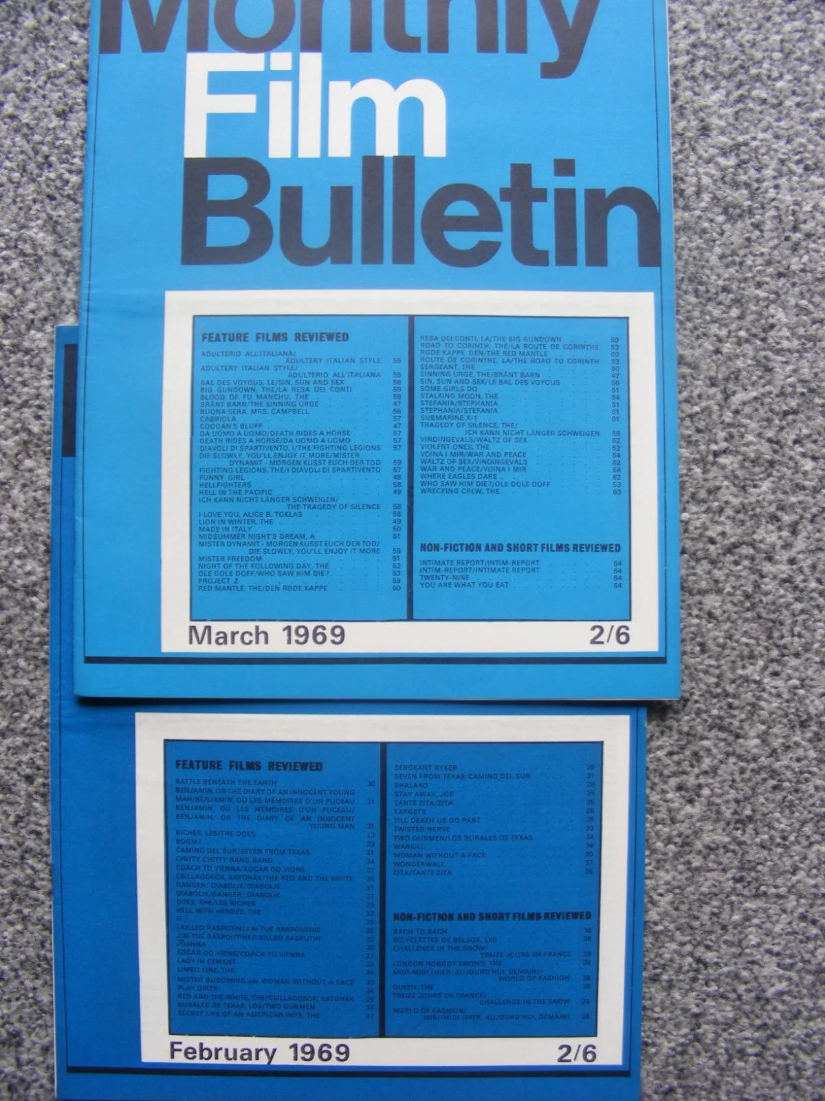 vintage 1969 monthly film bulletin magazines; coogans bluff, where eagles dare,, изображение 2