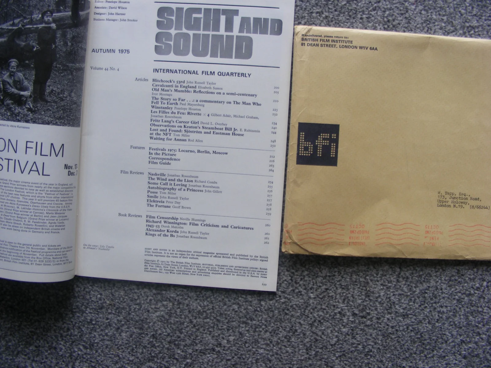 british film institute 1975 sight and sound mag; bowie, man who fell to earth, изображение 3