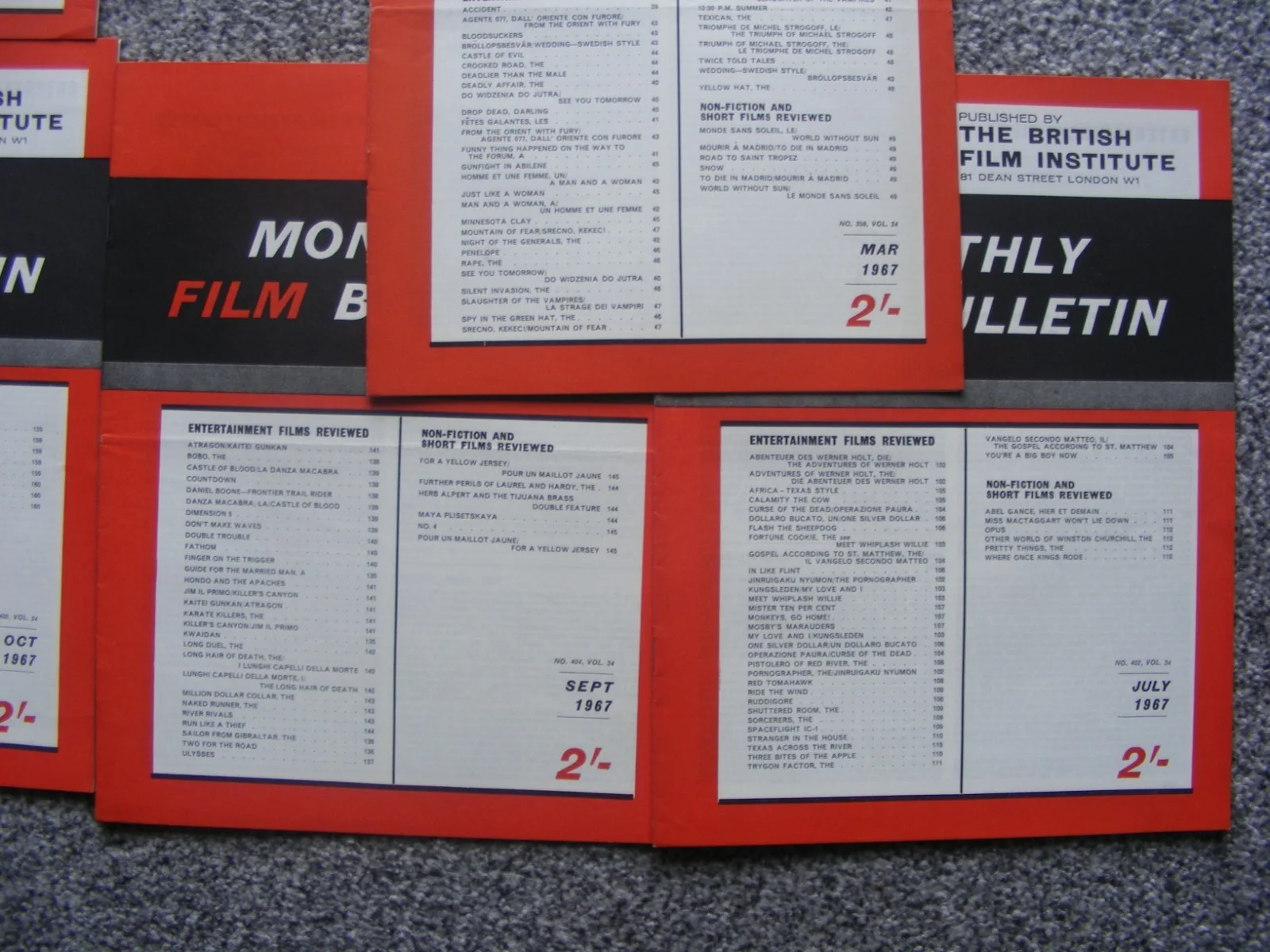 vintage 1967 monthly film bulletin magazines; batman, thunderbirds are go etc, изображение 4
