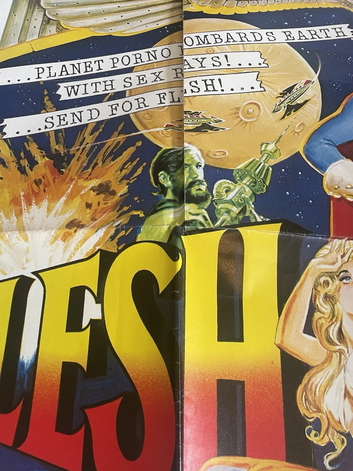 FLESH GORDON (1974) original UK quad poster - sci-fi sex spoof - Sam Peffer art, image 2