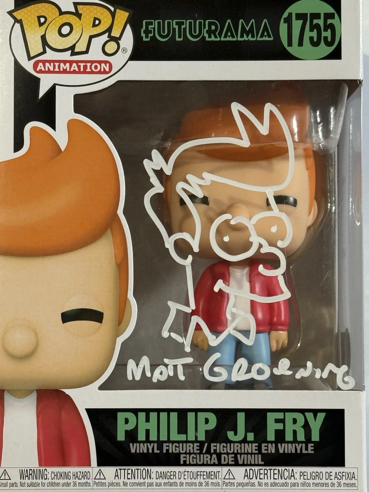 Matt Groening — RARE MATT GROENING SIGNED FRY FUTURAMA FUNKO AUTOGRAPH+SKETCH BECKETT LOA+PROOF, изображение 3
