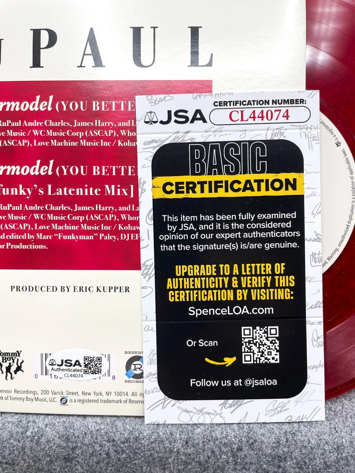 RuPaul Charles Signed SUPERMODEL (YOU BETTER WORK) 7" Red Vinyl Single JSA COA A, image 4