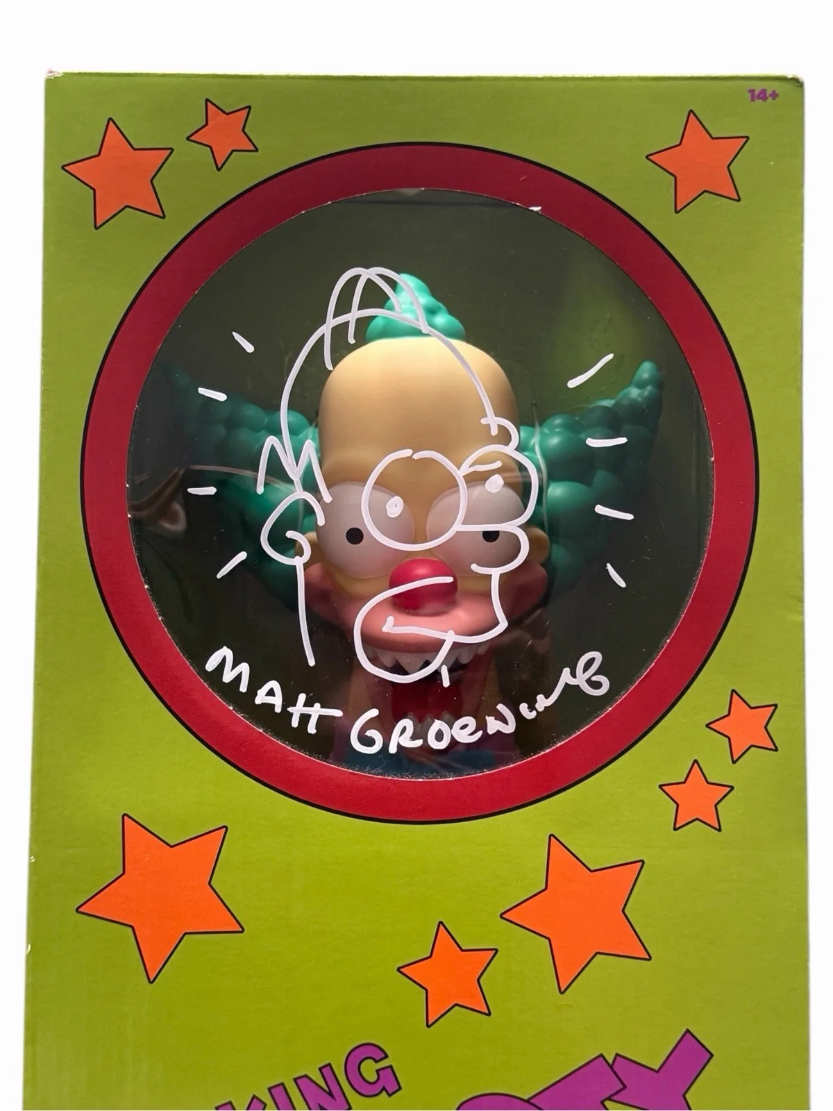 Matt Groening — MATT GROENING SIGNED TALKING KRUSTY DOLL LARGE HOMER SKETCH BECKETT LOA-AE51230, изображение 2