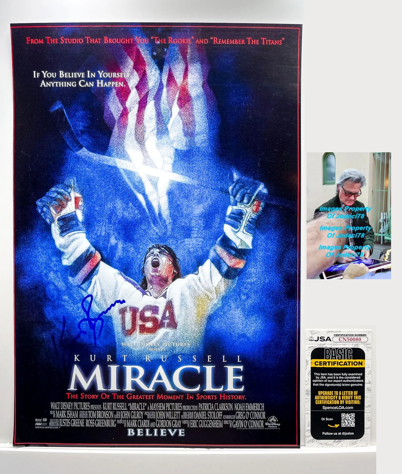 Kurt Russell — Kurt Russell as Herb Brooks Signed MIRACLE 12x18 Photo Poster EXACT Proof JSA