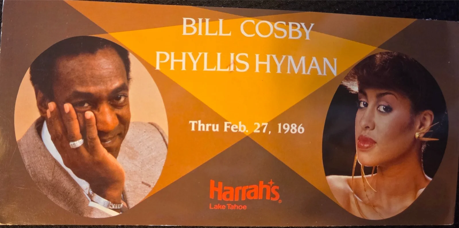Bill Cosby — Bill Cosby Signed Postcard Harrah's Lake Tahoe 1986 Phyllis Hyman