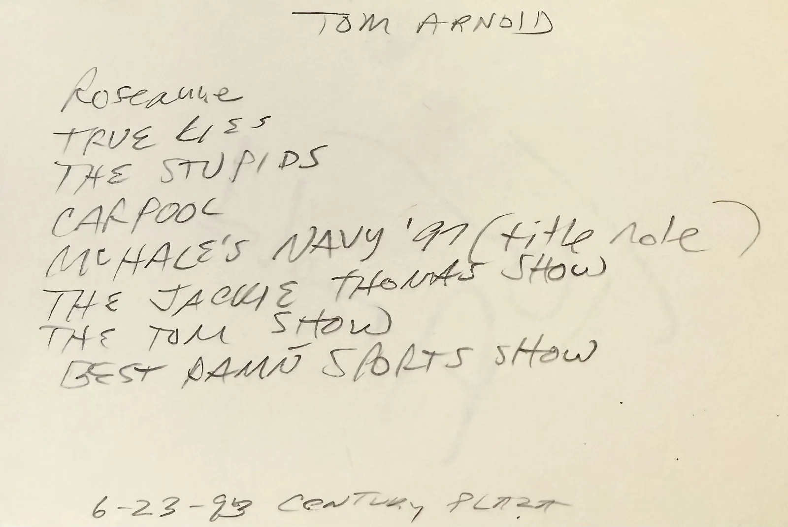 Tom Arnold — TOM ARNOLD Signed Autographed 4"x 6" INDEX CARD I Am Chris Farley TRUE LIES, изображение 2