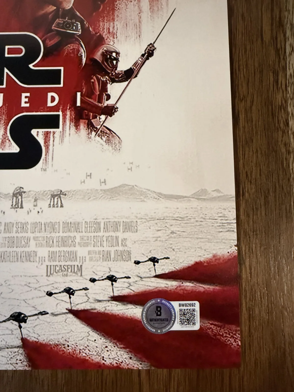 Rian Johnson ‘Star Wars: The Last Jedi' Director Signed 12x18 Photo Beckett, image 2