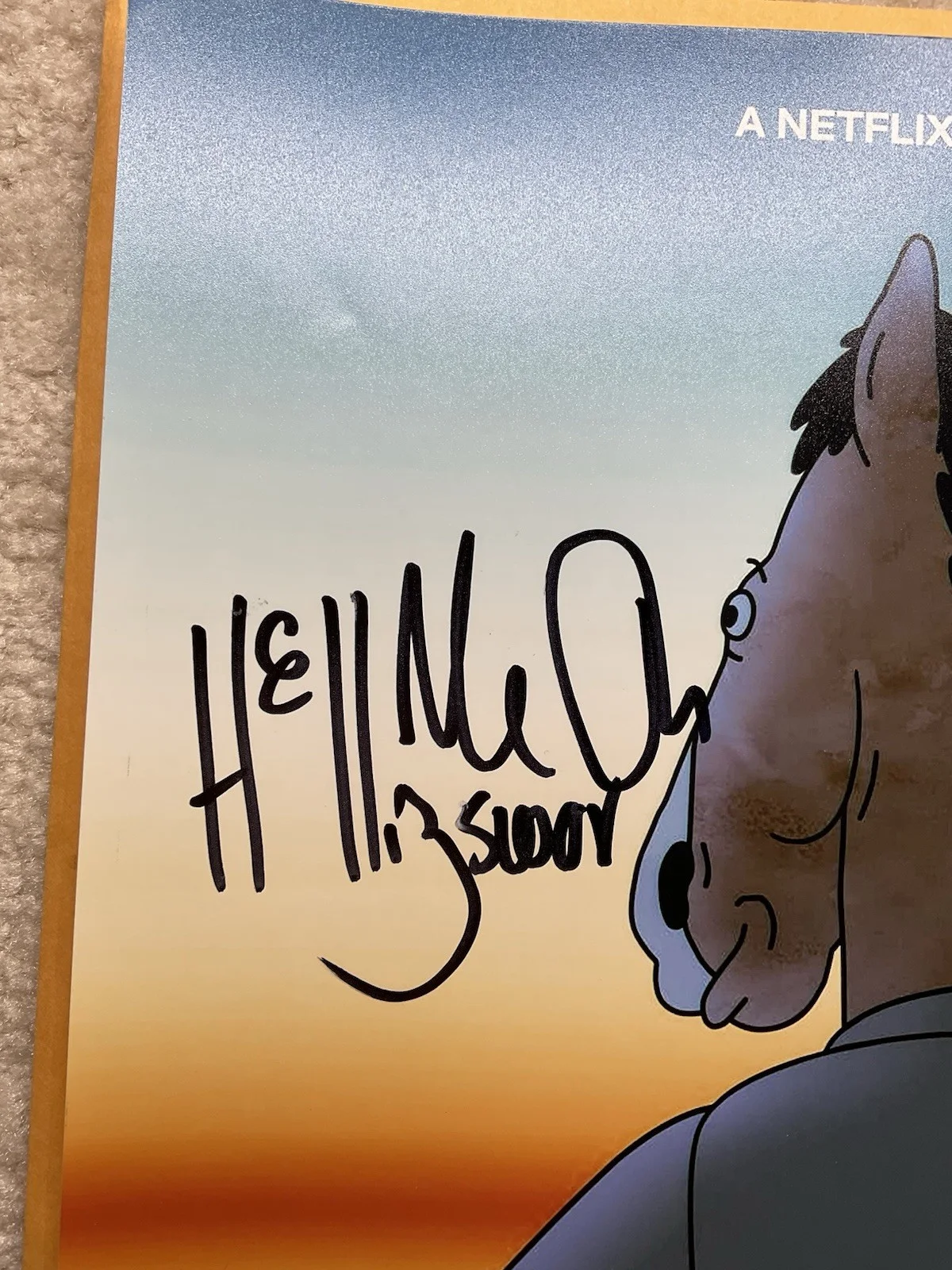 Mike Hollingsworth — BoJack Horseman signed 12x18 Mike Hollingsworth signed photo BAS BoJack sketch, изображение 2