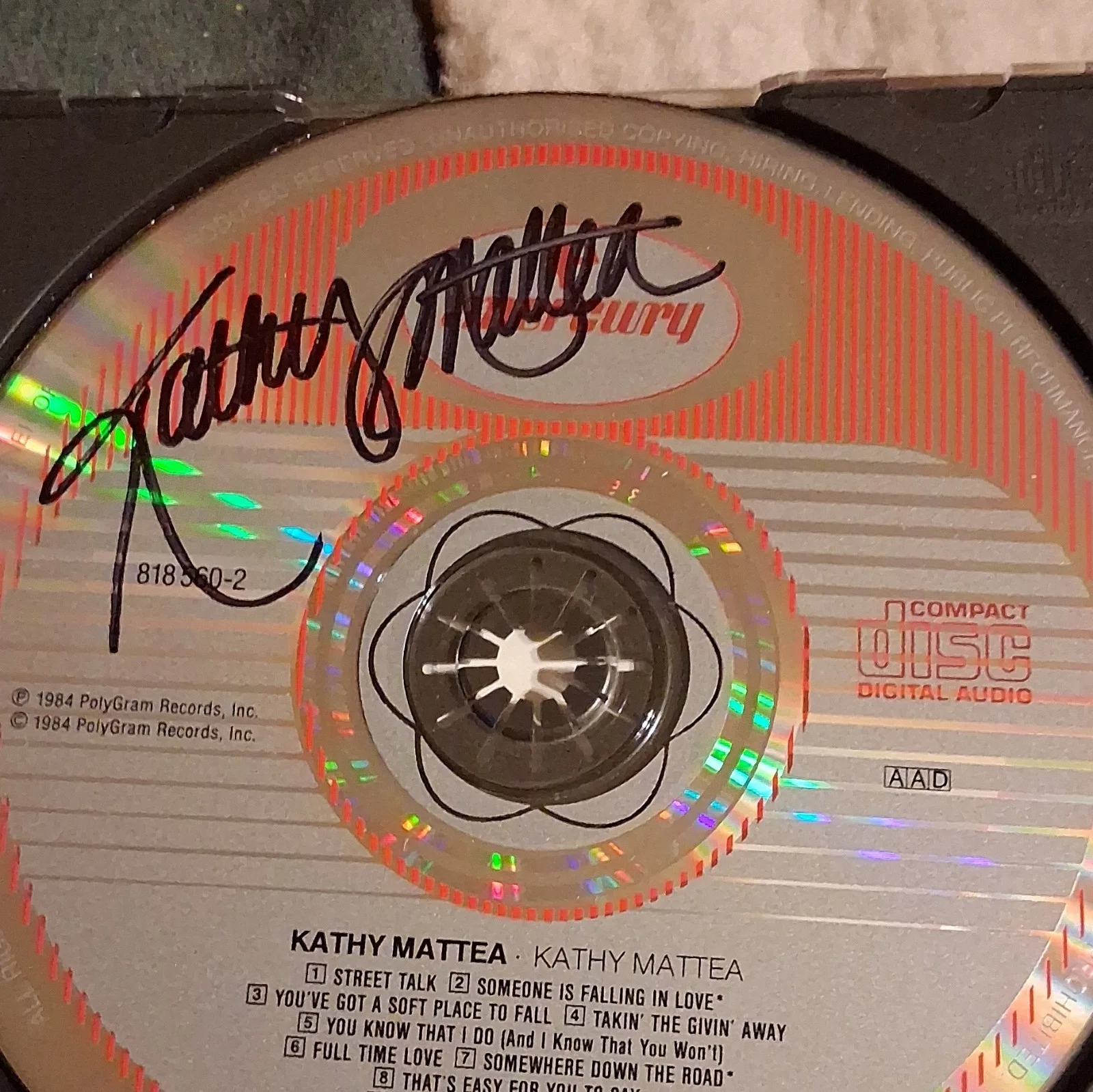 Kathy Mattea Autographed CD Album Cover & Disc Mercury 818 560-2 Music, изображение 3