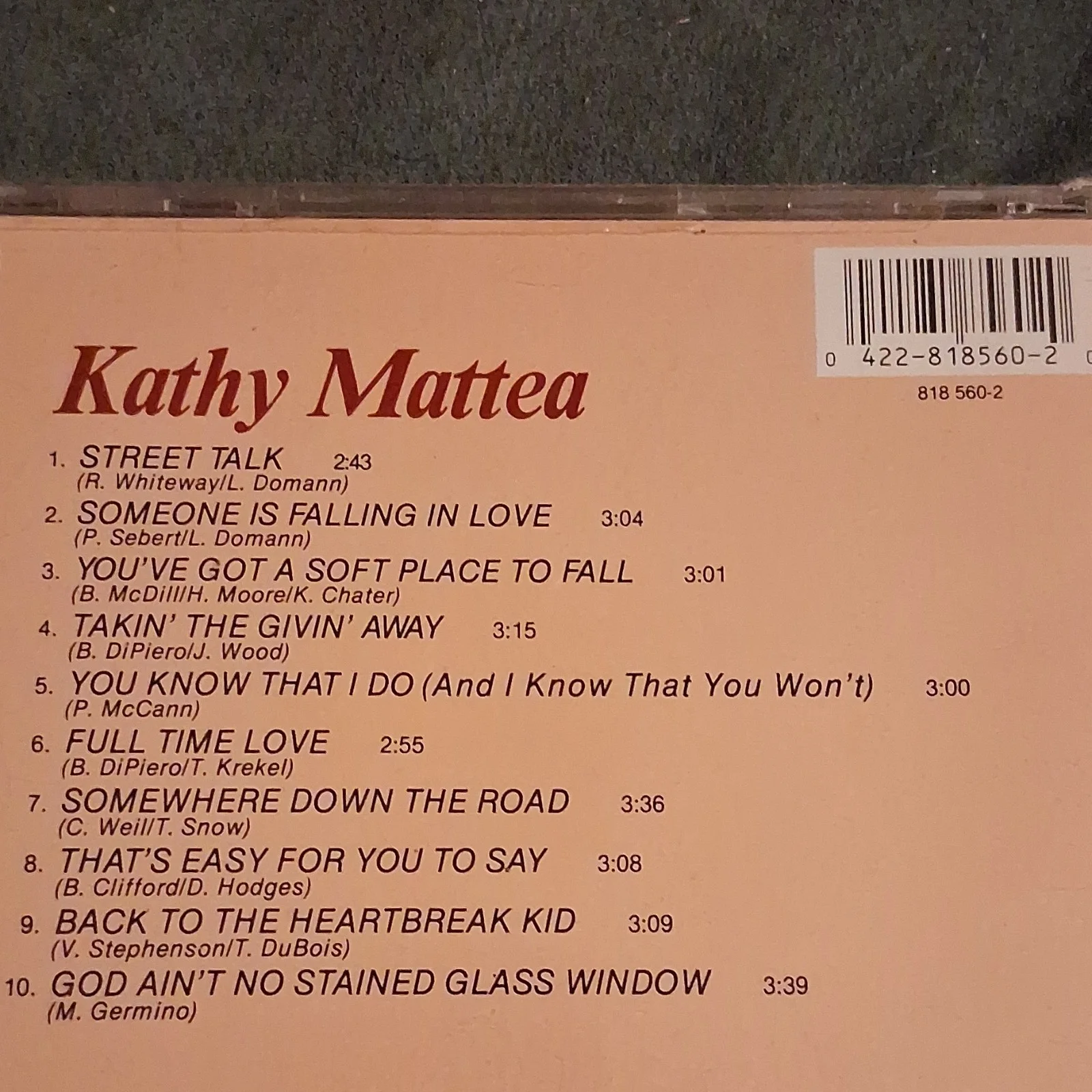 Kathy Mattea Autographed CD Album Cover & Disc Mercury 818 560-2 Music, изображение 5