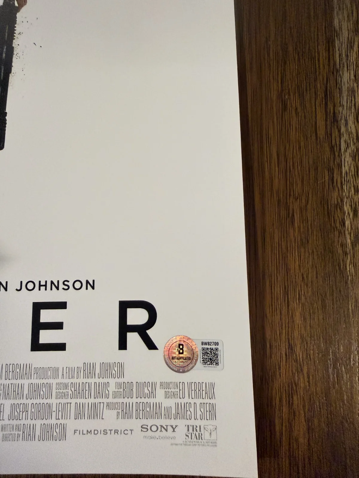 Rian Johnson ‘Looper’ Movie Director Signed 12x18 Photo Beckett Certified, изображение 2