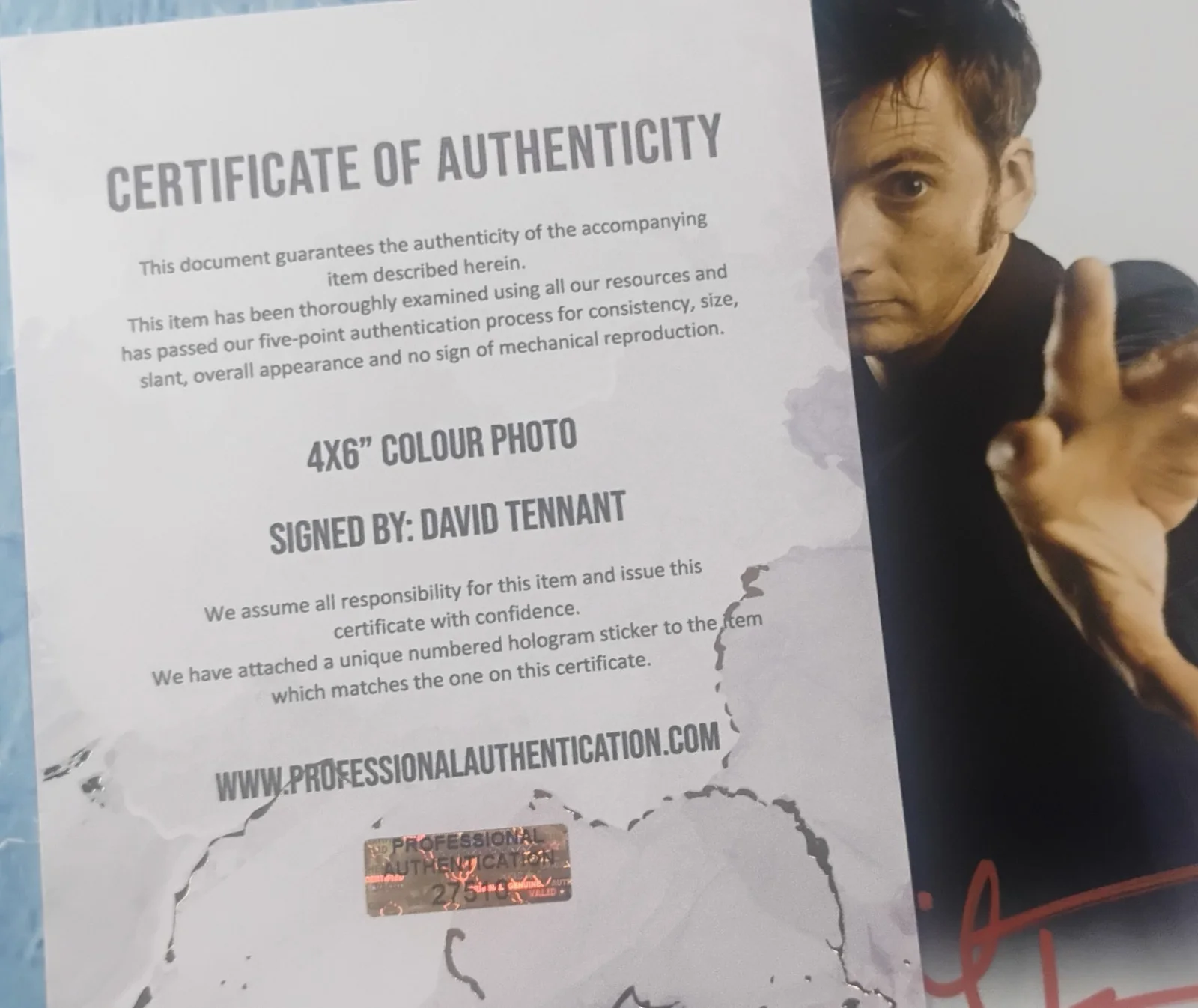David Tennant Hand Signed 4x6 Autograph Photo COA Doctor Who NO US TARIFFS, image 4