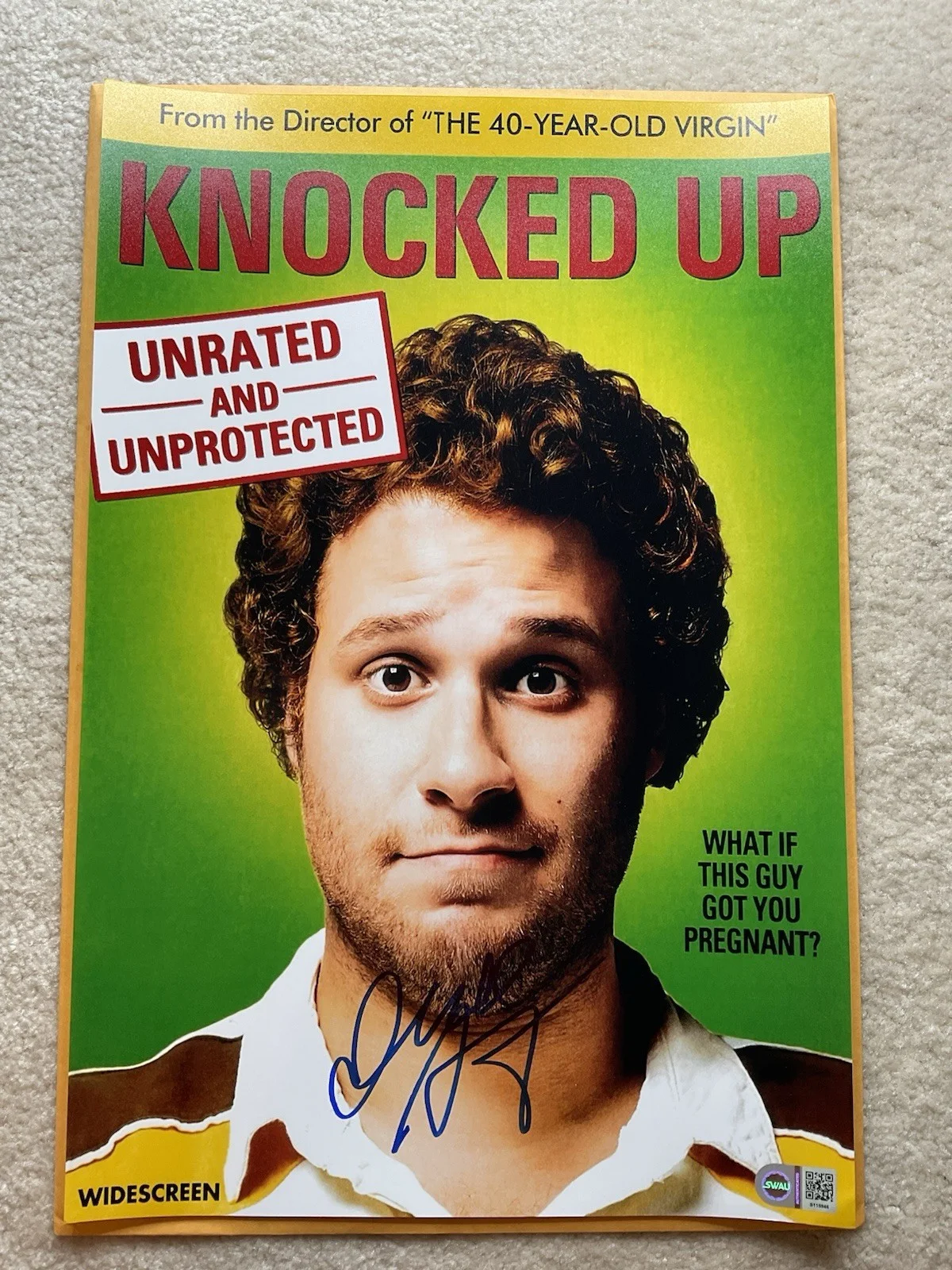 Judd Apatow — Judd Apatow signed 12x18 SWAU Knocked Up signed photo Seth Rogen photo auto