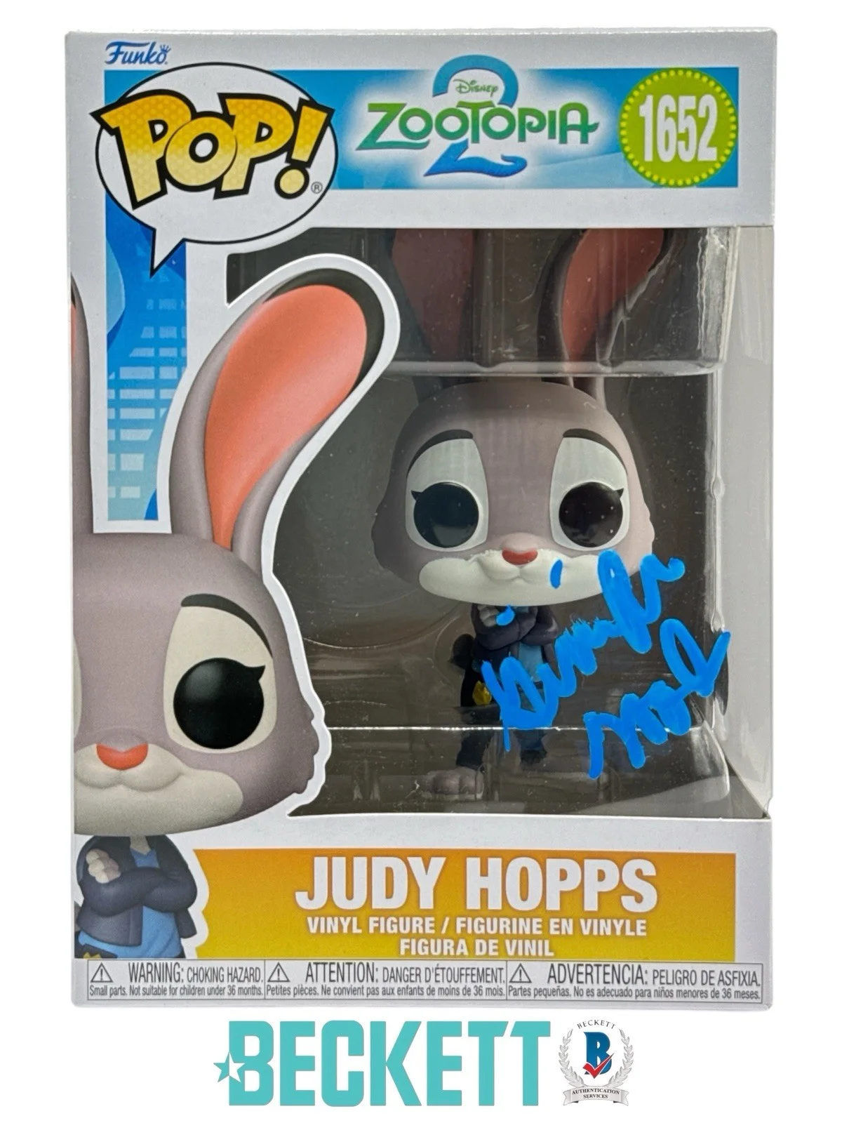 Ginnifer Goodwin — Ginnifer Goodwin Autograph Signed Zootopia 2 Judy Hopps Funko Pop Beckett COA