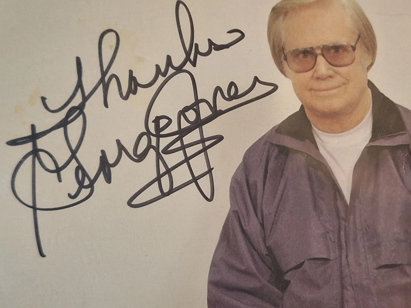 George Jones ORIGINAL signed lot River Woods VIP passes dollar bill, 8X10 Possum, image 4
