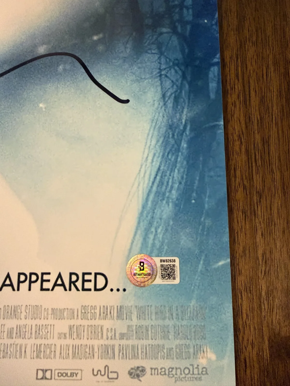 Gregg Araki ‘White Bird In A Blizzard’ Director Signed 12x18 Photo Beckett, image 2