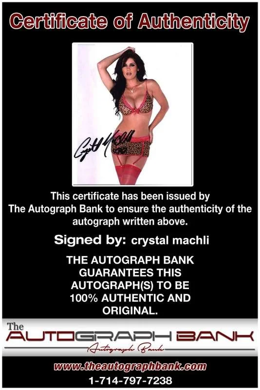 Crystal Machli — Crystal Machli signed celebrity 8x10 photo W/Cert Autograph 0094, изображение 2