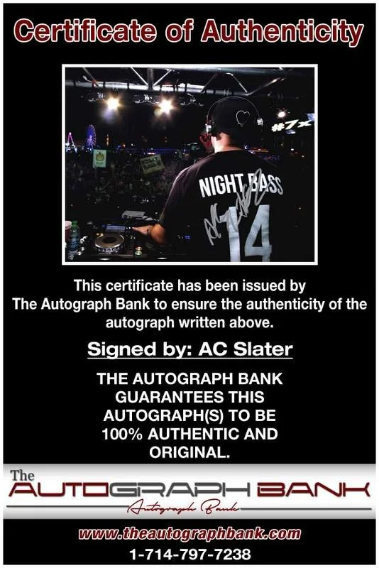 AC Slater — AC Slater authentic signed EDM dj 8x10 photo W/Certificate Autographed (A0010), изображение 2