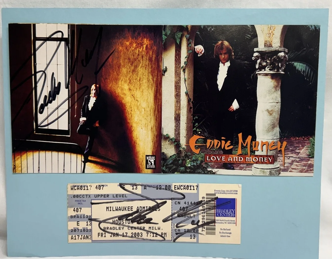 Eddie Money — Eddie Money Singer Musician Signature on a CD Cover & a Signed Ticket 2003, изображение 2