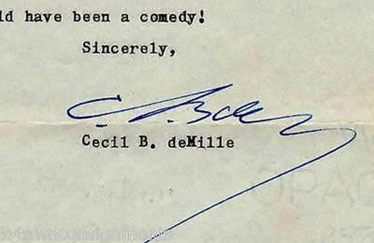 Cecil B. DeMille Ten Commandments Movie Director Autograph Signed Letter w/ Book, image 3
