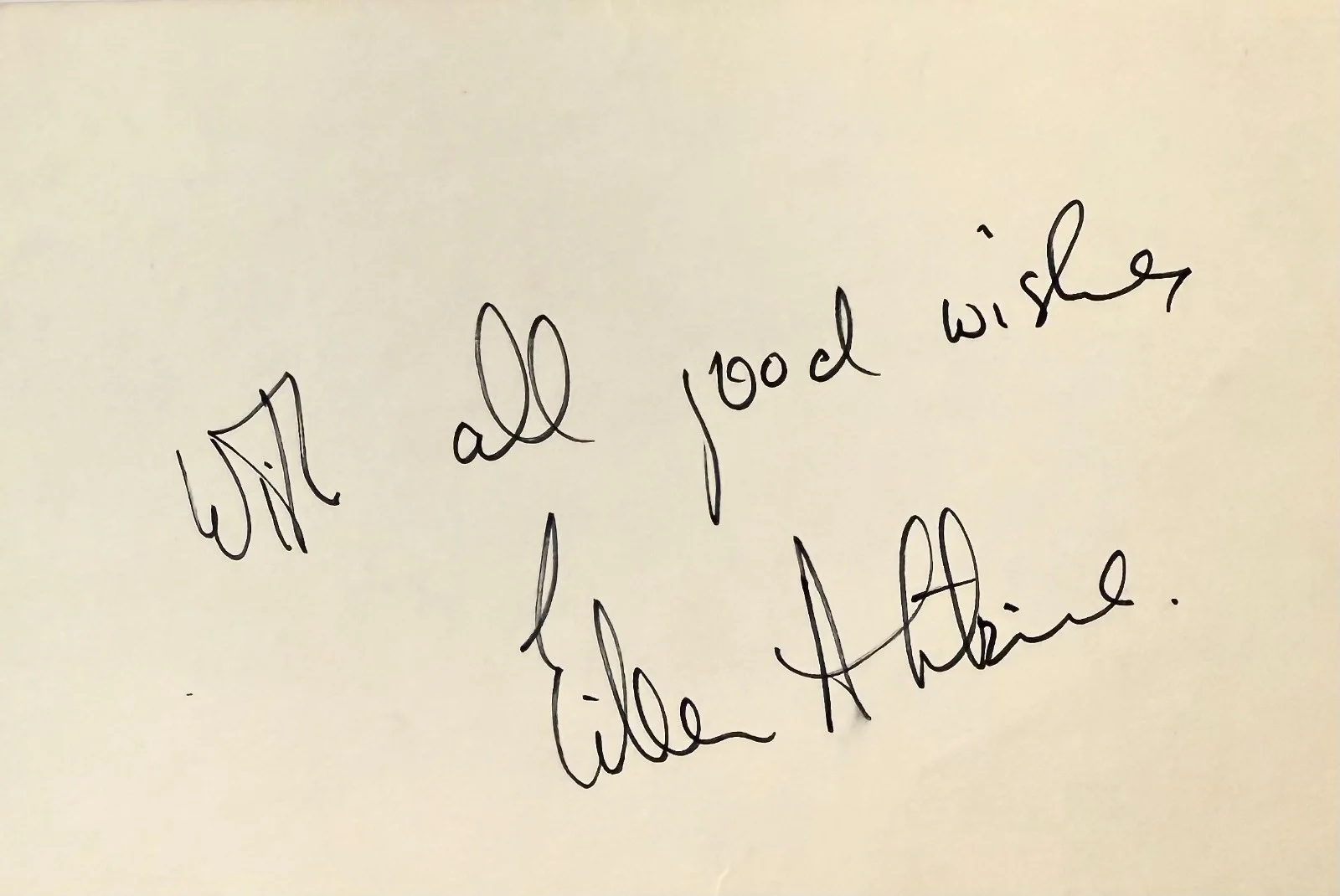 Eileen Atkins — EILEEN ATKINS Autographed Signed 4x6 INDEX CARD The Unexpected Man GOSFORD PARK, image 3