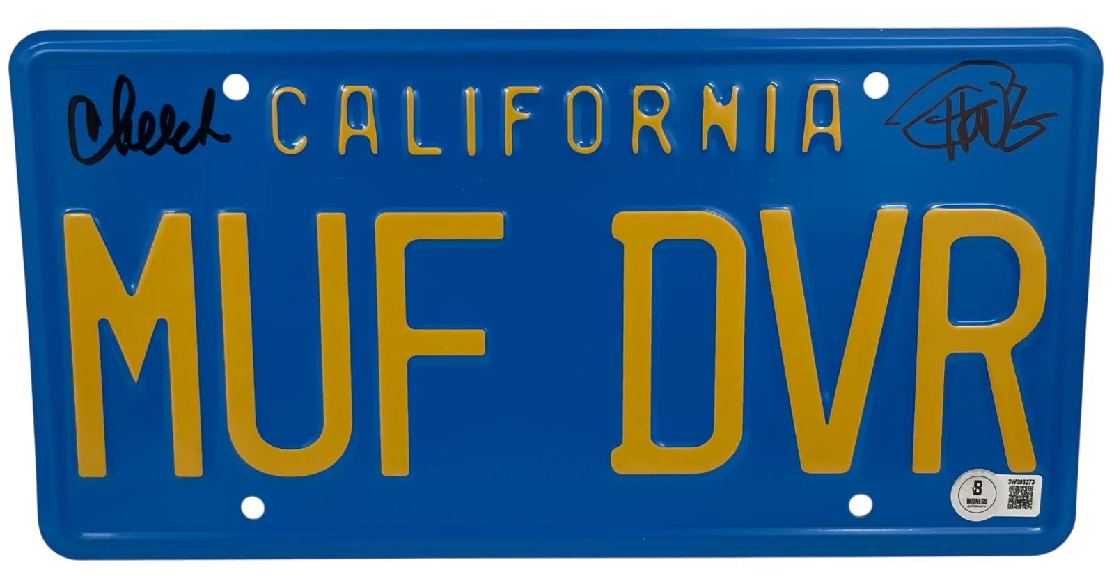 CHEECH AND CHONG — Cheech & Chong Signed License Plate Up in Smoke Autograph Proof Beckett