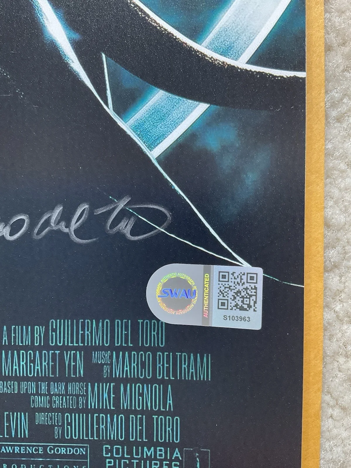 Guillermo del Toro — Guillermo del Toro signed 12x18 SWAU Hellboy signed 12x18 del Toro signed photo, изображение 3